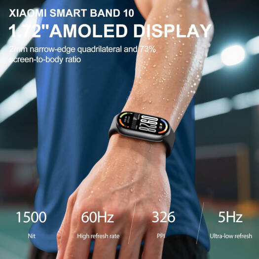Xiaomi Smart Band 10 – 1.72" AMOLED Fitness Tracker with Blood Oxygen, Heart Rate Monitor & 5ATM Waterproof Design